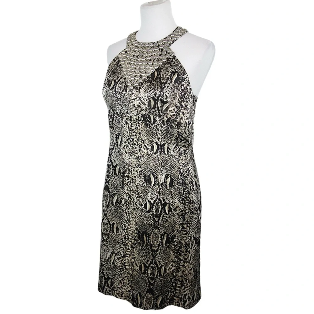 LAUNDRY by Shelli Segal Silk Snakeskin Print Mini Halter Dress Women’s Size 8